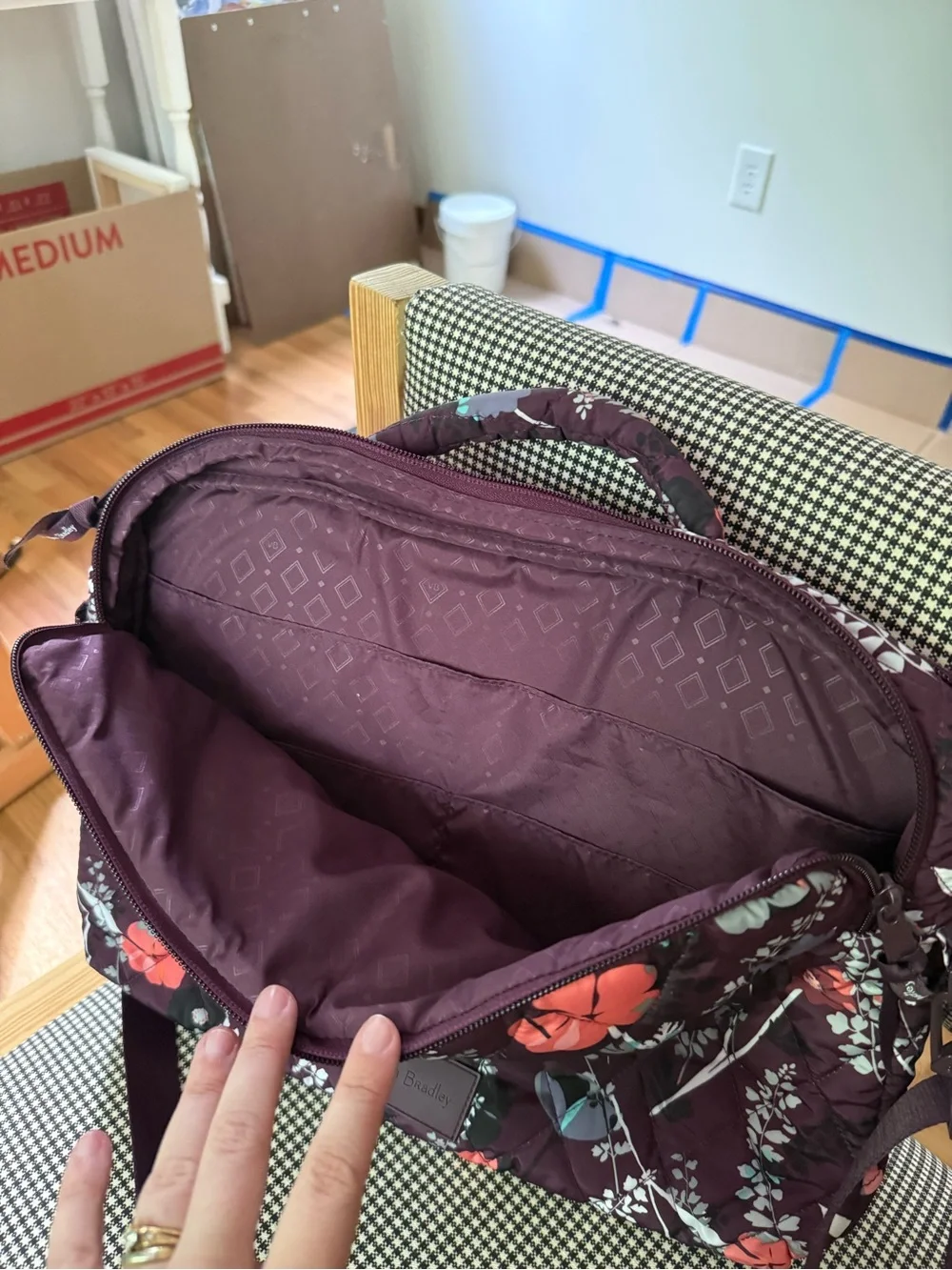 Quilted Floral Computer Bag in Plum